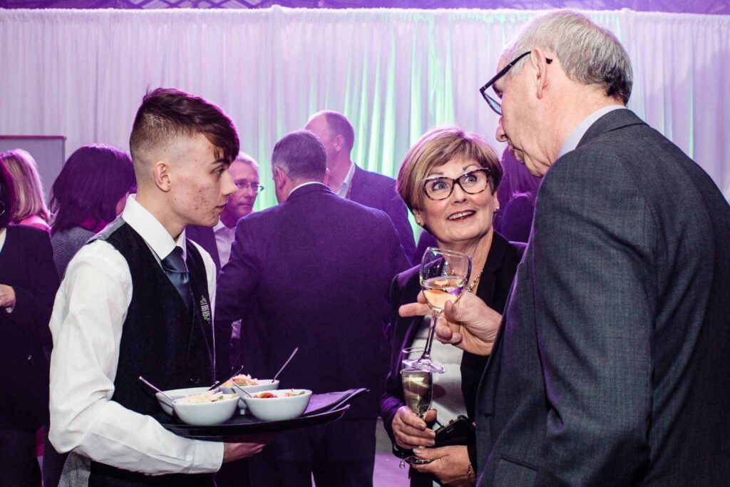 Mount Charles event services team member and guests.