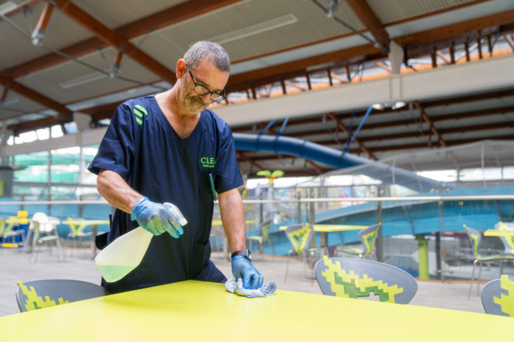 Mount Charles cleaning contracts team member cleaning table
