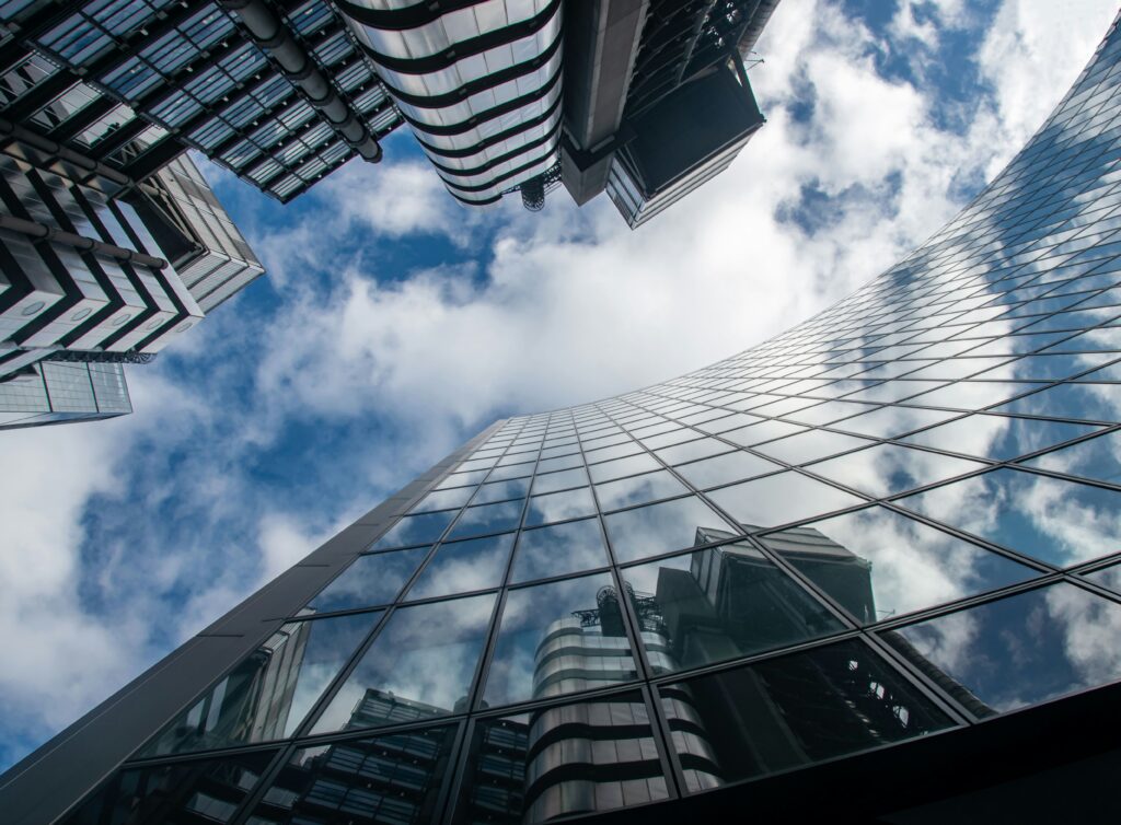 High Rise buildings against a blue sky